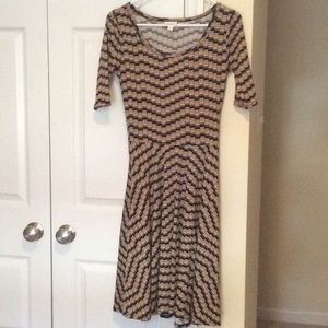Lularoe Nicole XS Dress EUC Yellow Gold Black Geo